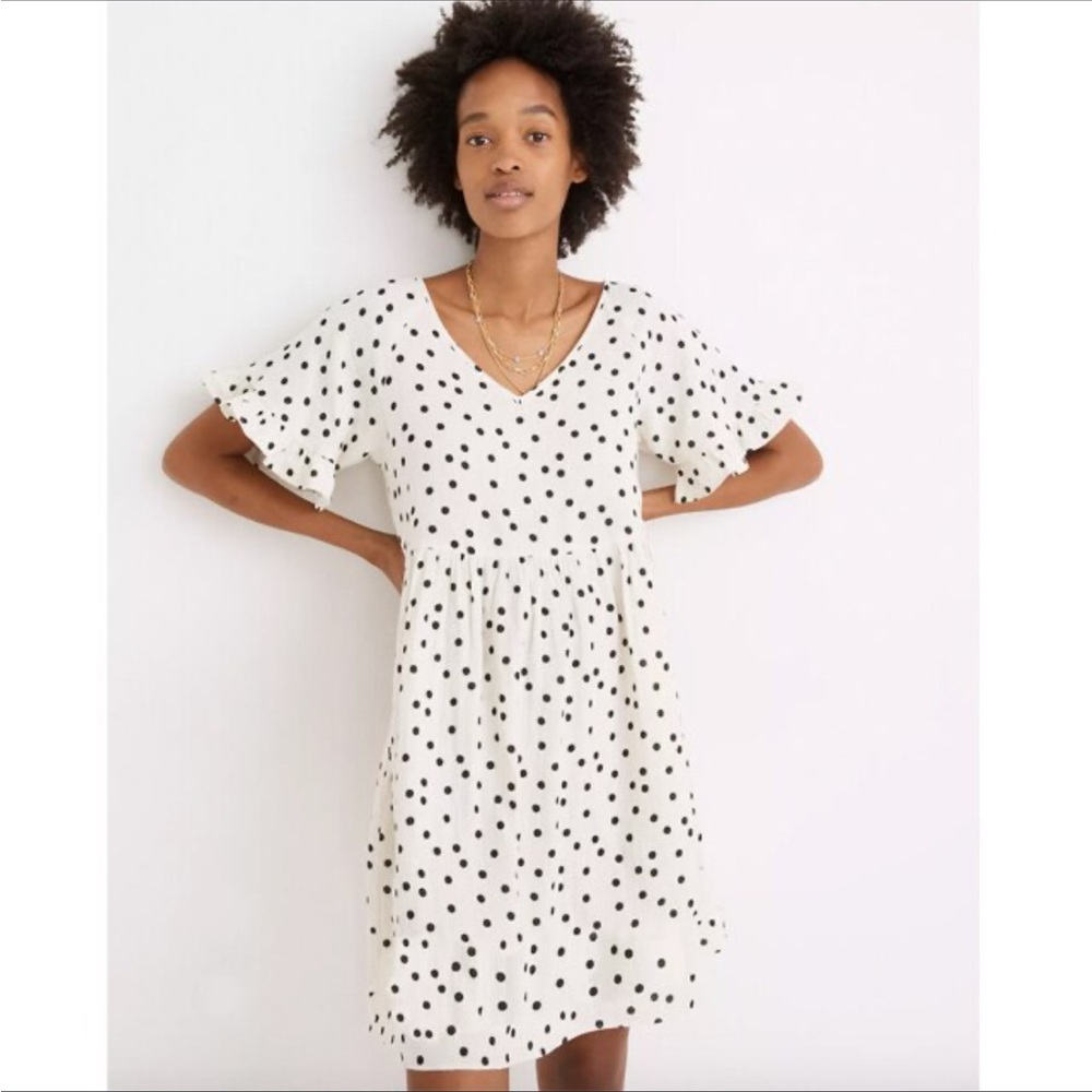 Madewell White Polka Dot Babydoll Dress
